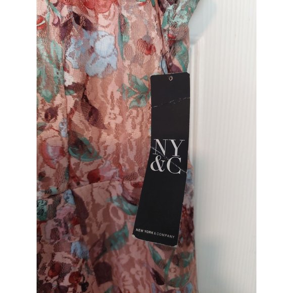 New York & Company 10 Blush Floral Lace Mid Length Dress - Picture 2 of 4